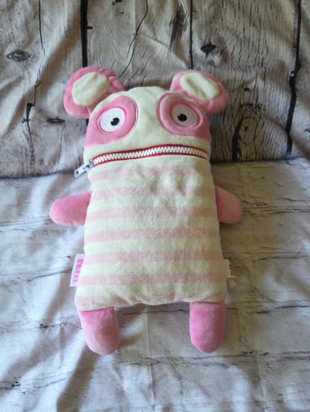 Worry Eaters Pink Striped Plush. Betty Zipper Monster